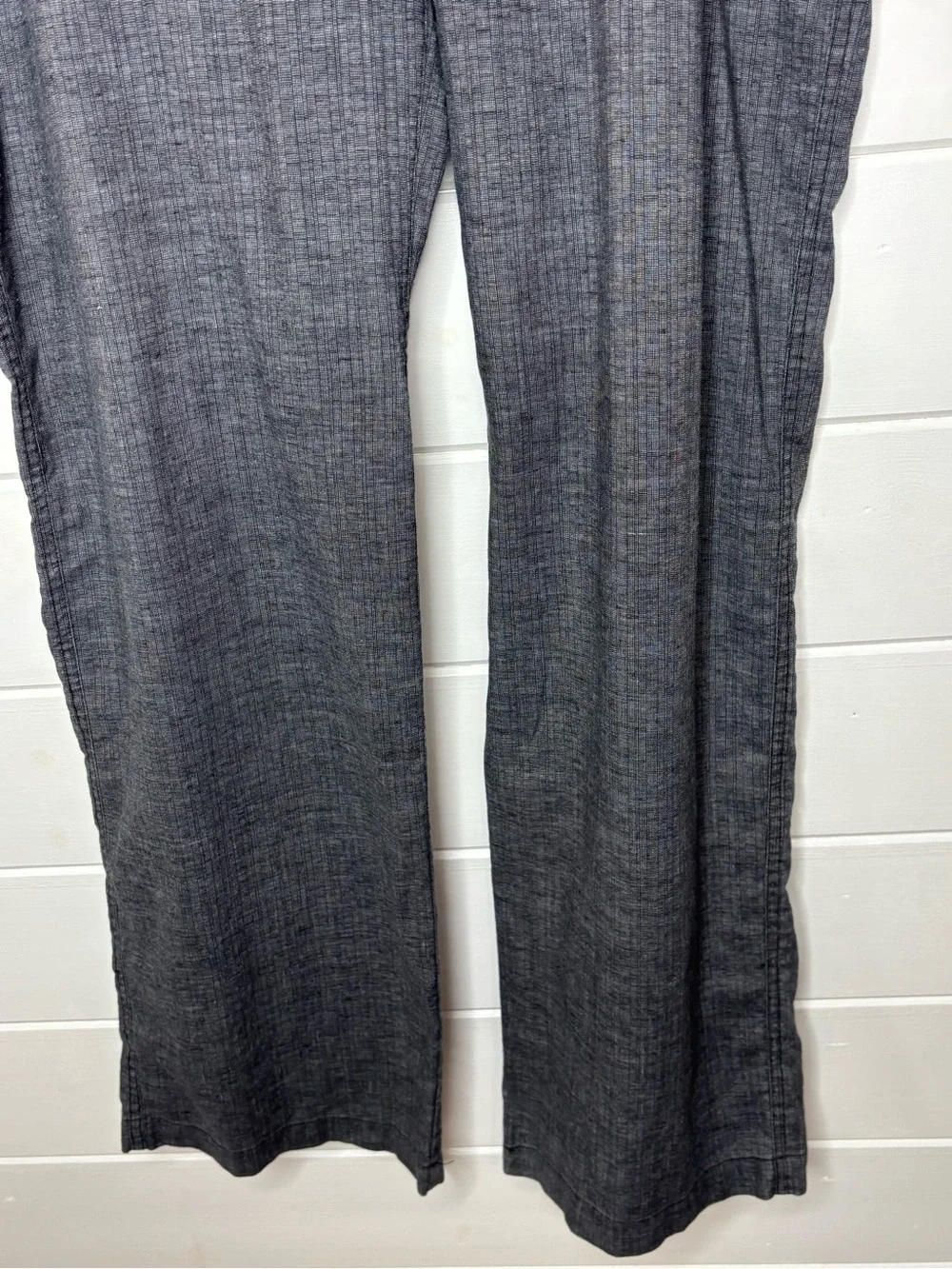 prAna Hemp Blend Drawstring Pants Women’s L Gray Wide Leg Outdoor Casual Yoga